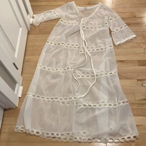 Vintage lingerie lace robe white see-through women’s small